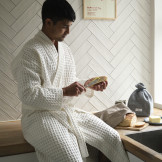 BIG WAFFLE badekåbe også til mænd (Unisex) - Hvid