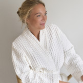 BIG WAFFLE badekåben med et lækkert fit til både mænd og kvinder - Hvid S/M
