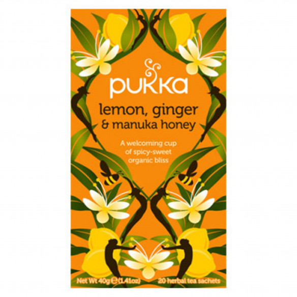 Lemon, Ginger & Manuka Honey fra Pukka - 20 tebreve