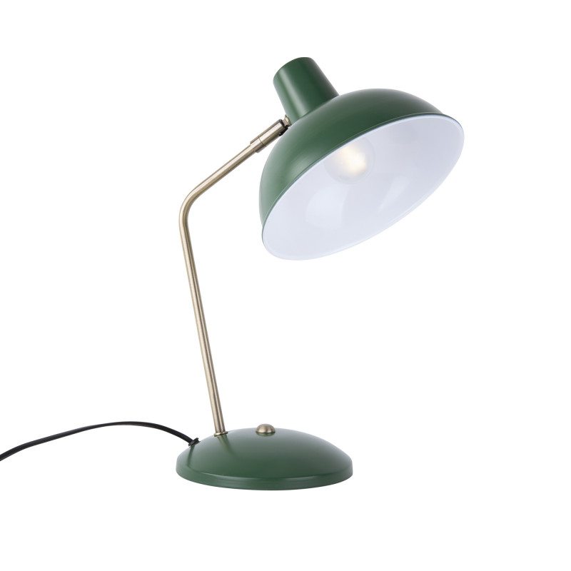 Smuk bordlampe til kontoret i grøn og messingfarve - Leitmotiv / Present Time