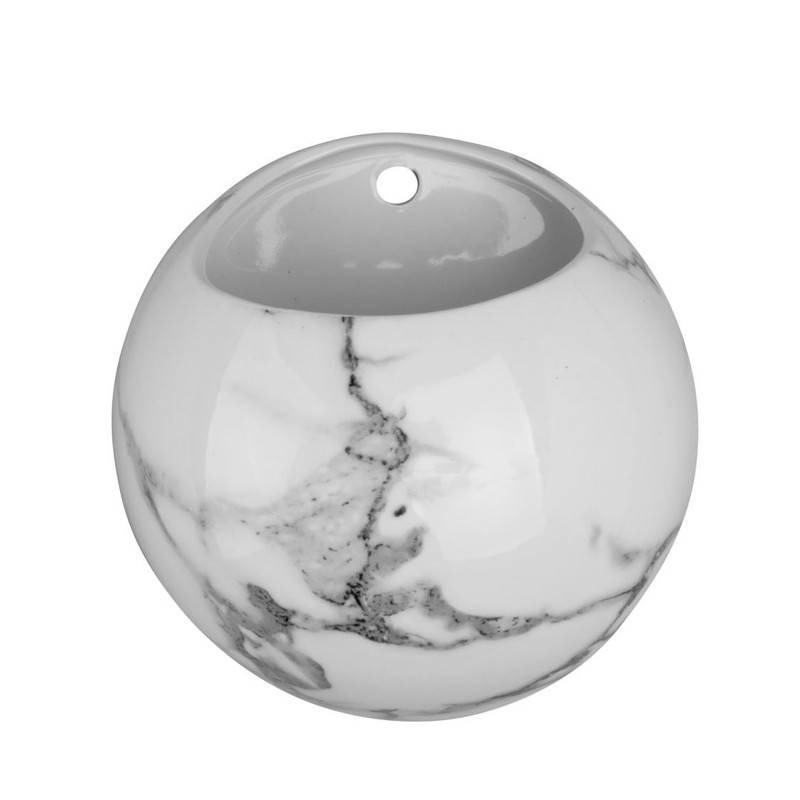 Vægkrukke, Globe hvid marmor print. Super fin Present Time krukke
