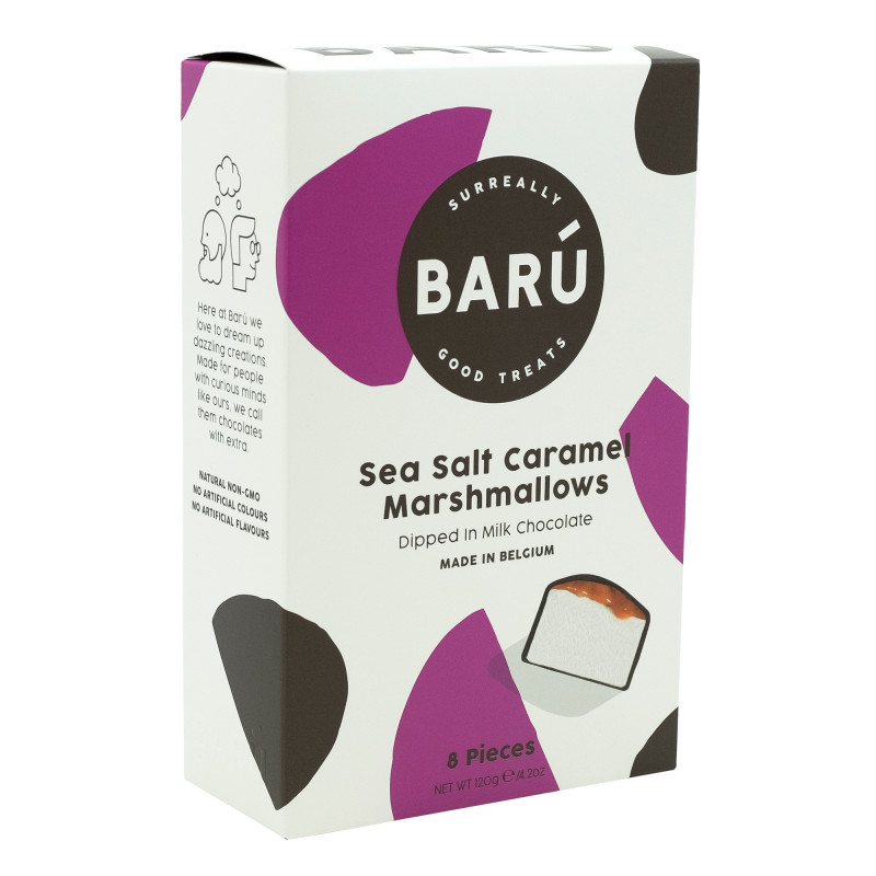 Milk Chocolate Sea Salt Caramel Marshmallows fra BARÚ - 8 stk i æsken