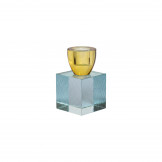Speedtsberg krystal lysestage, firkantet aqua og gul