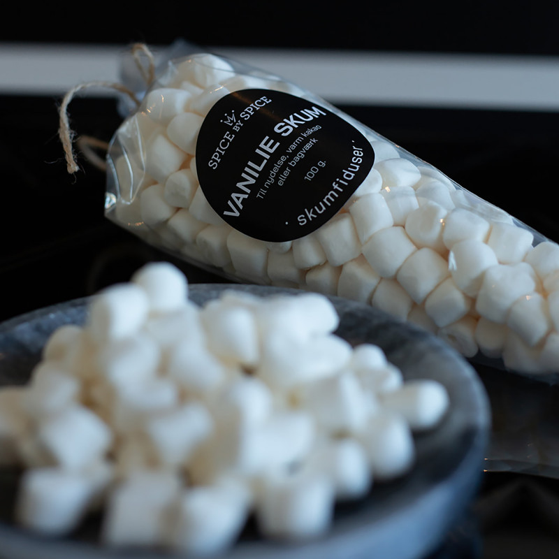 Vanilieskum - 100 gram mini skumfiduser med vaniljesmag
