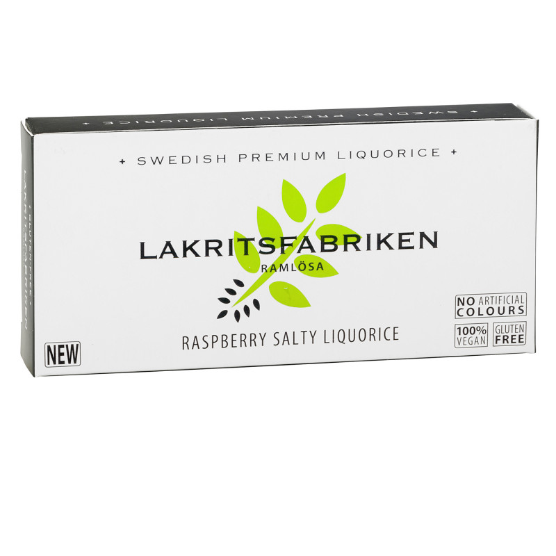 Saltet svensk lakrids med hindbær fra Lakritsfabriken