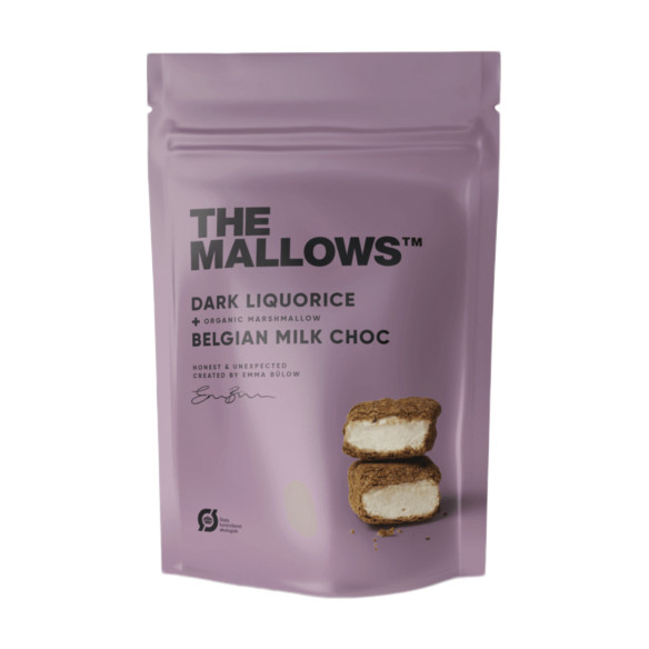Dark Liquorice & Belgian Milk Chocolate skumfiduser (150 gram) fra The Mallows