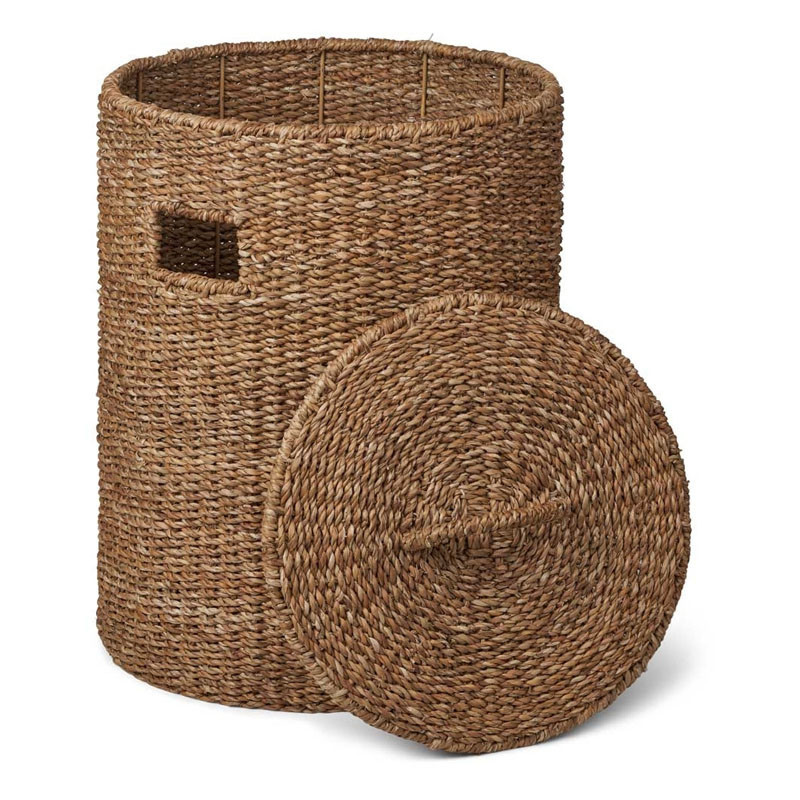 Wicker vasketøjskurv med låg (H: 57 cm) i søgræs fra Humdakin