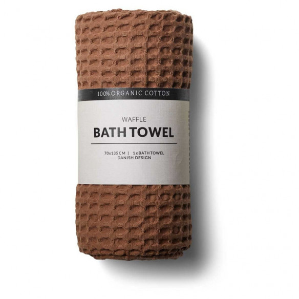 Waffle badehåndklæde i farven Acorn lavet i GOTS-certificeret bomuld fra Humdakin