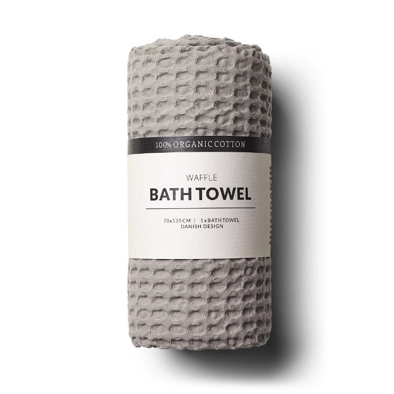 Waffle badehåndklæde i farven Stone lavet i GOTS-certificeret bomuld fra Humdakin