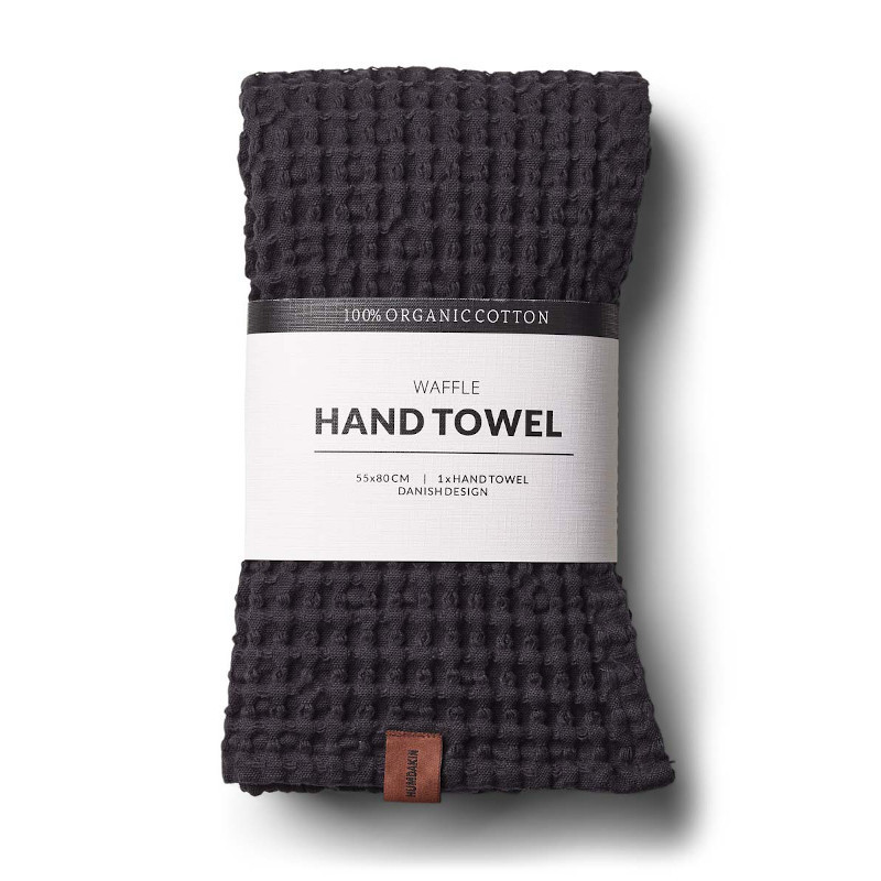 Waffle håndklæde i Coal (L: 80 cm) lavet i 100% GOTS-certificeret bomuld fra Humdakin