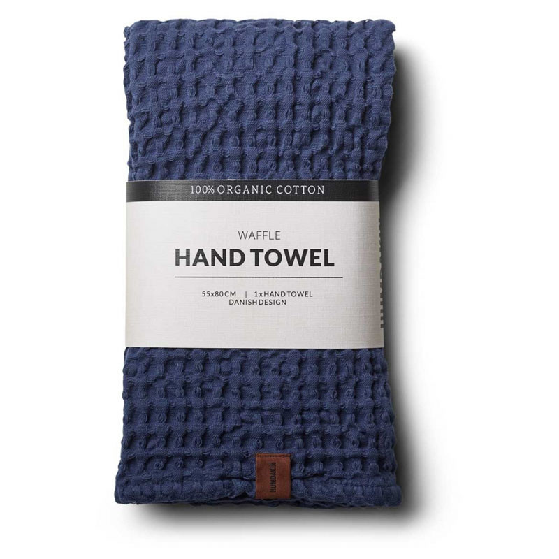 Waffle håndklæde i Sea Blue (L: 80 cm) lavet i 100% GOTS-certificeret bomuld fra Humdakin