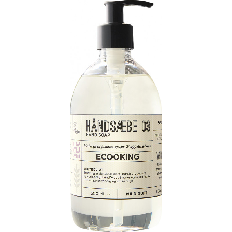 Håndsæbe 03 (500 ml) med duft af jasmin, grape og appelsinblomst fra Ecooking