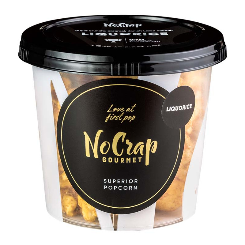 Popcorn med lakrids (65 gram) fra NoCrap Gourmet Popcorn