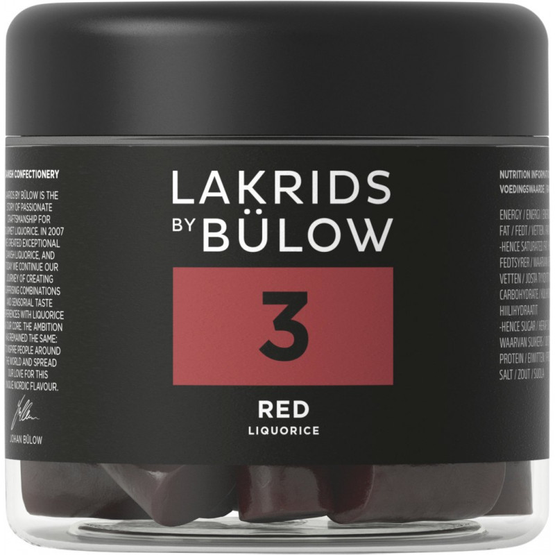 Nr. 3 - Red (150 gram). Rød lakrids i lille bøtte fra Lakrids by Bülow