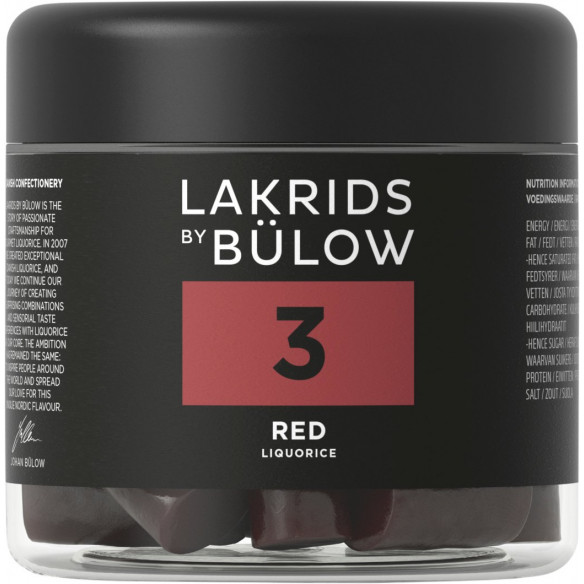 Nr. 3 - Red (150 gram). Rød lakrids i lille bøtte fra Lakrids by Bülow