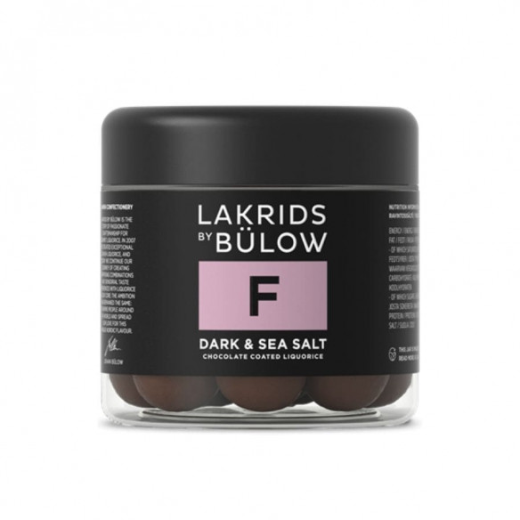 F - Dark Sea & Salt (125 gram) lille bøtte med lakridskugler fra Lakrids by Bülow
