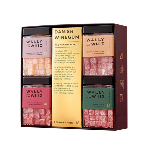 The Advent Box fra Wally and Whiz - 4 store bøtter fyldt med vegansk vingummi