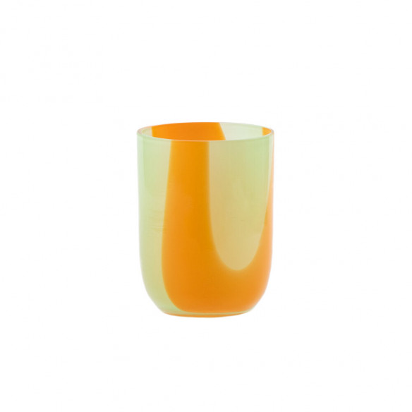 Flow glas (250 ml) i grøn med orange striber fra Kodanska