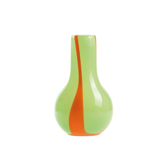 Flow vase Mini (H: 15 cm) i grøn med orange striber fra Kodanska