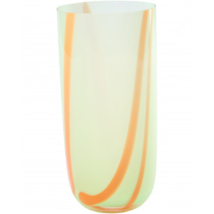 Flow Longdrink glas (400 ml) i grøn med orange striber fra Kodanska