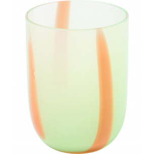 Flow glas (250 ml) i grøn med smalle orange striber fra Kodanska
