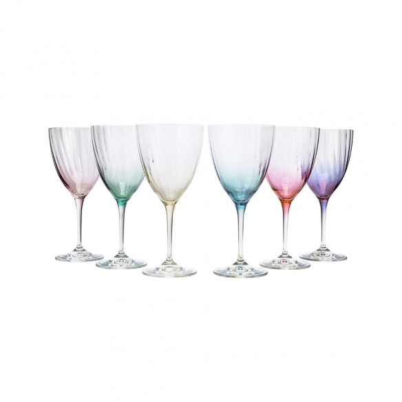Kate Hvidvinsglas - 6 krystalglas i 6 forskellige pastelfarver fra Anna von Lipa