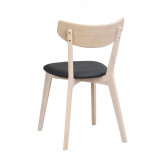 Ami spisebordsstol i hvidpigmenteret eg set bagfra - med sæde i sort PU læder