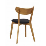 Ami spisebordsstol i lakeret egetræ set bagfra - med sæde i grå filt
