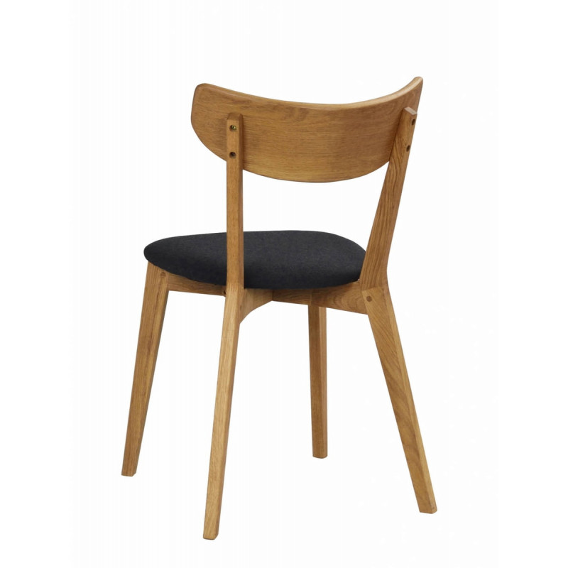 Ami spisebordsstol i lakeret egetræ set bagfra - med sæde i grå filt