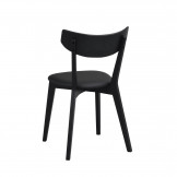 Ami spisebordsstol i sort asketræ set bagfra - med sæde i sort PU læder