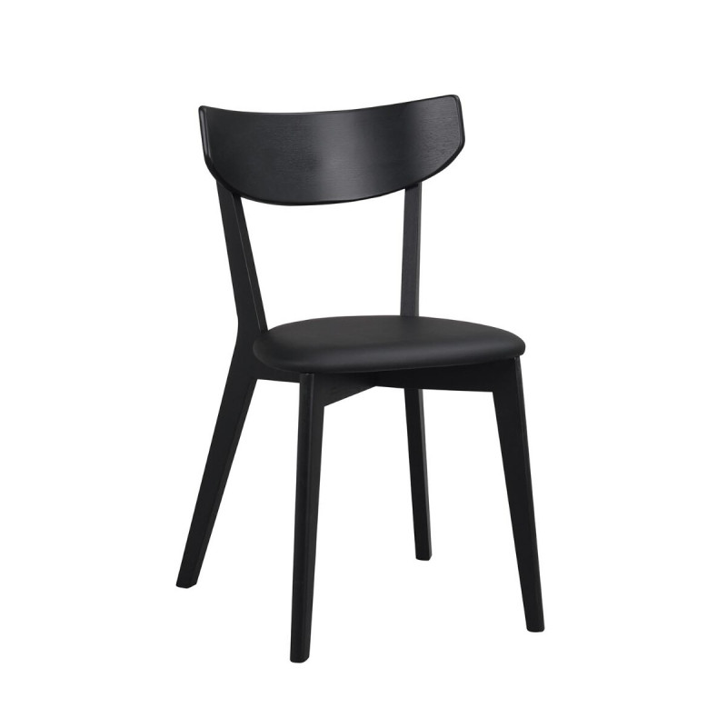 AMi Spisebordsstol i sort asketræ med sæde i sort PU læder fra Rowico