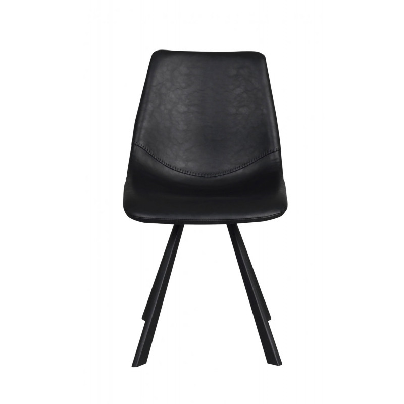 Aubum spisebordsstol i sort PU læder med sorte ben i pulverlakeret metal fra Rowico