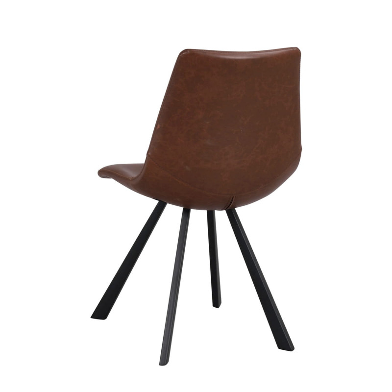 Cognacfarvet Aubum spisebordsstol med sorte ben - set bagfra