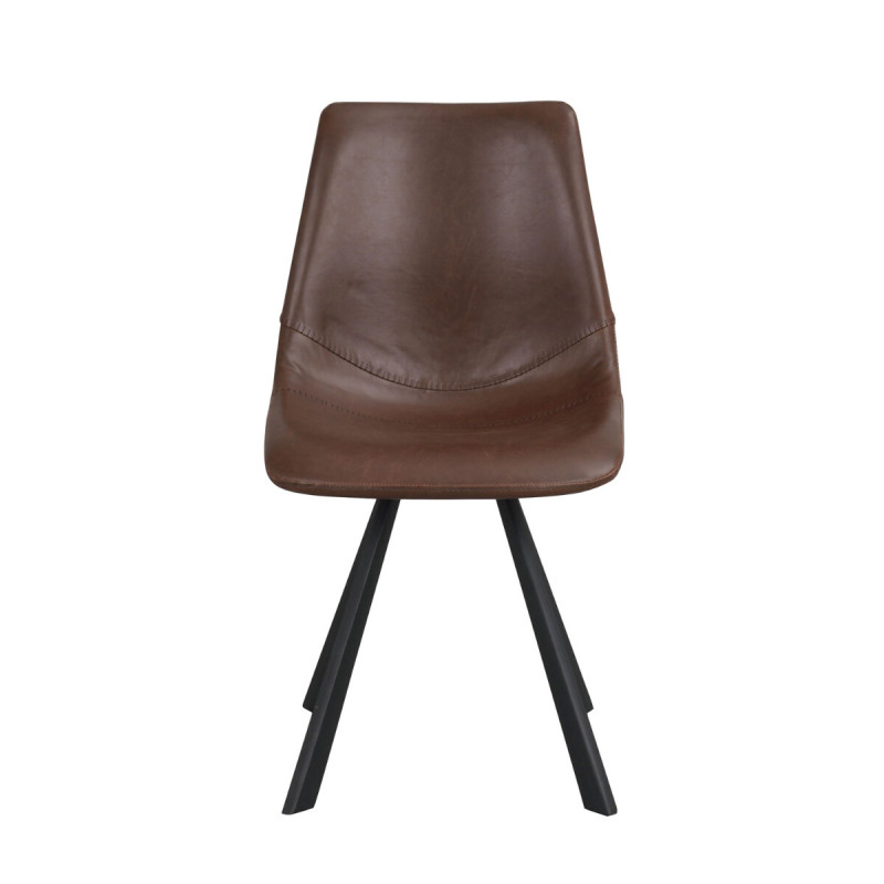 Aubum spisebordsstol i cognacfarvet PU læder med sorte ben fra Rowico