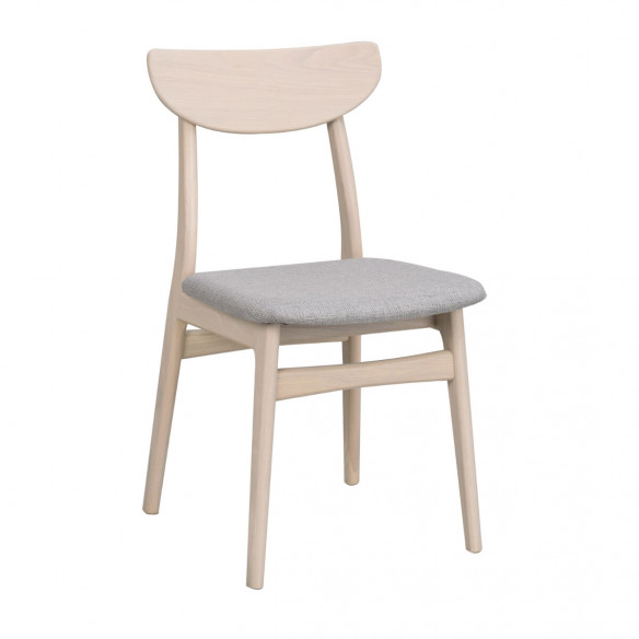Rodham spisebordsstol i hvidpigmenteret eg med lysegrå sæde fra Rowico