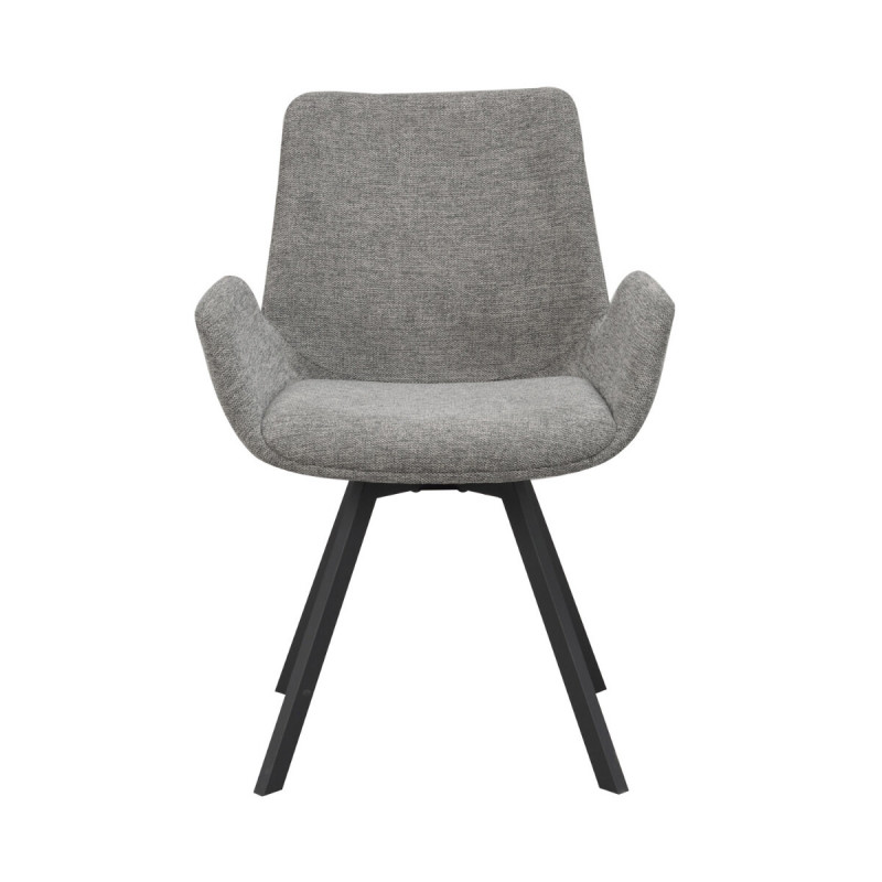 Norwell spisebordsstol i grå med sorte ben. Stolen har drejefunktion og armlæn.