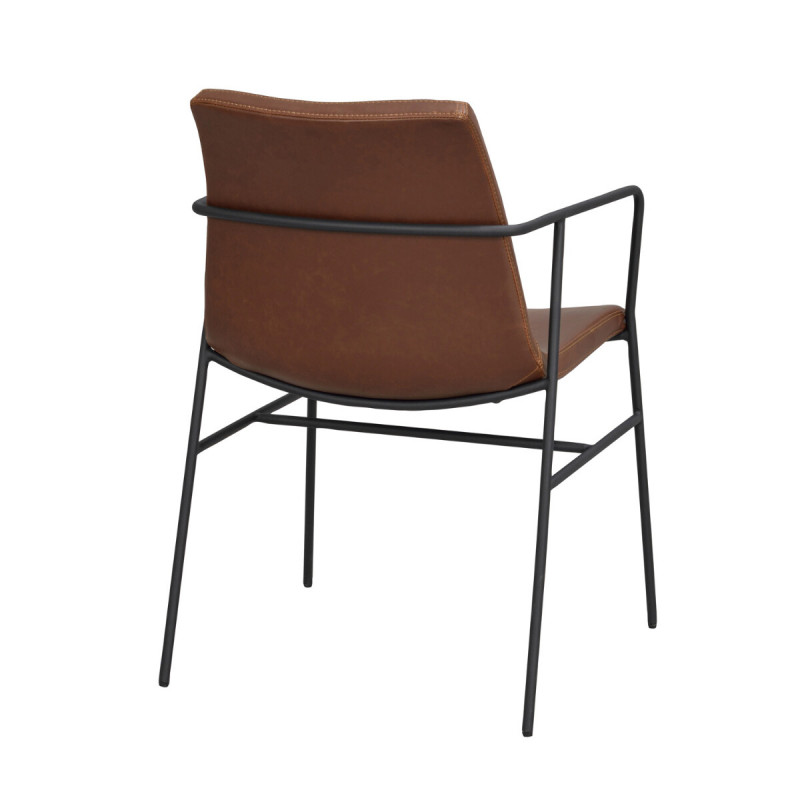 Huntingbay spisebordsstol i brun PU læder set bagfra