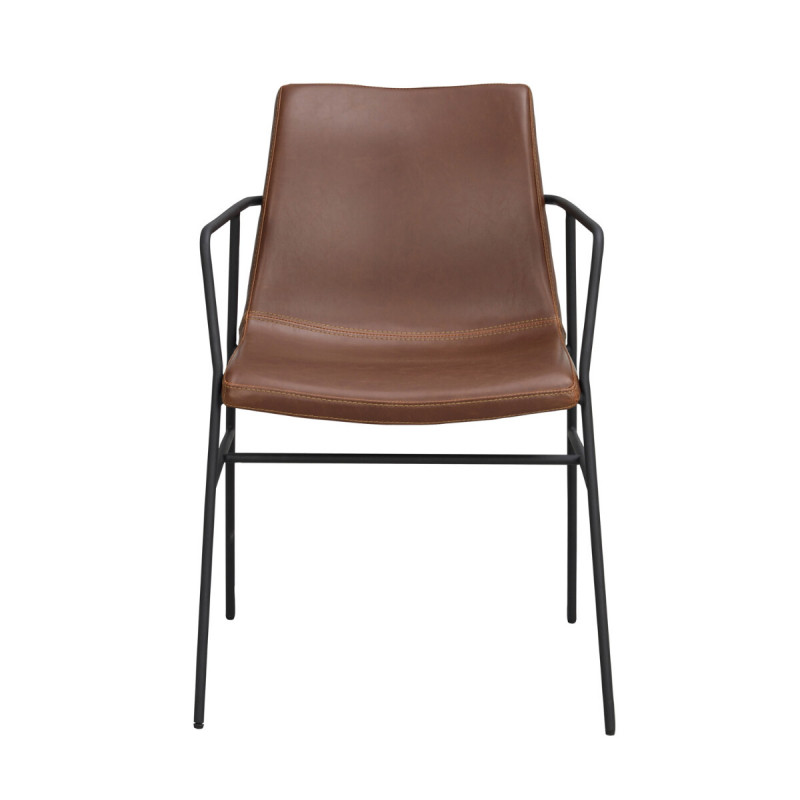 Huntingbay spisebordsstol med armlæn i brun PU læder fra Rowico