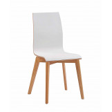 Gracy spisebordsstol i hvid laminat med ben i egetræ fra Rowico