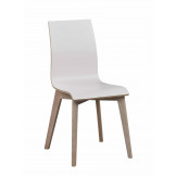 Gracy spisebordsstol i hvid laminat med ben i hvidpigmenteret egetræ fra Rowico