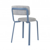 Oda spisebordsstol i grå stof og blå ben set bagfra