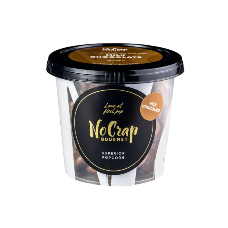 Popcorn med mælkechokolade og karamel (65 gram) fra NoCrap Popcorn