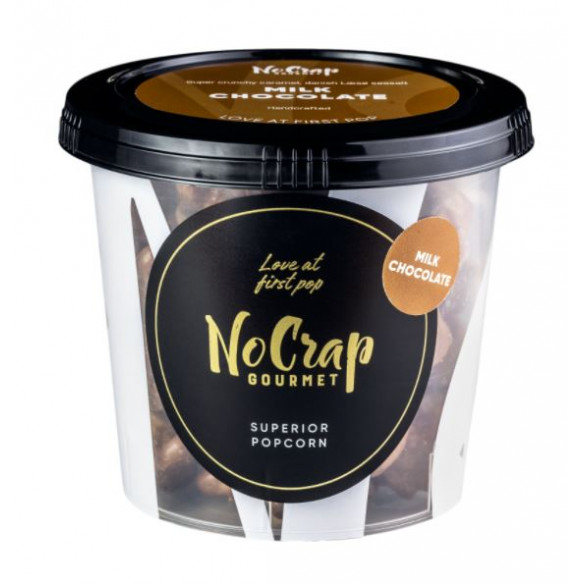 Popcorn med mælkechokolade og karamel (65 gram) fra NoCrap Popcorn