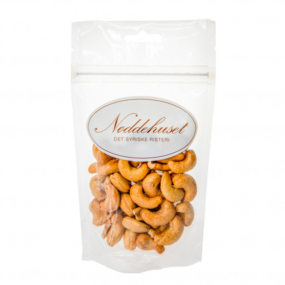 Tørristede Cashewnødder i pose med 85 gram fra Nøddehuset