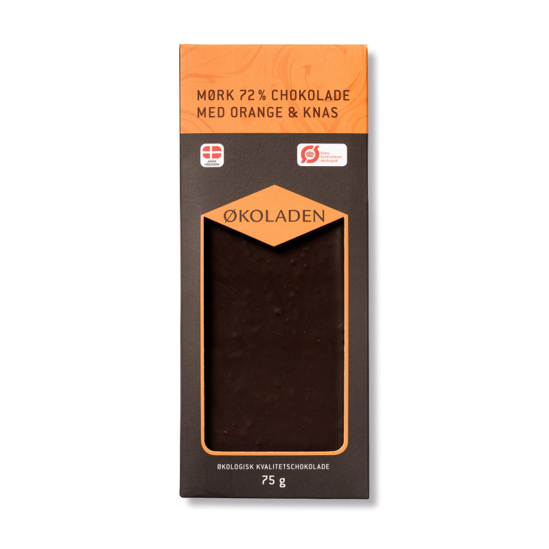 Mørk Chokolade m/ orange & knas - Økoladen