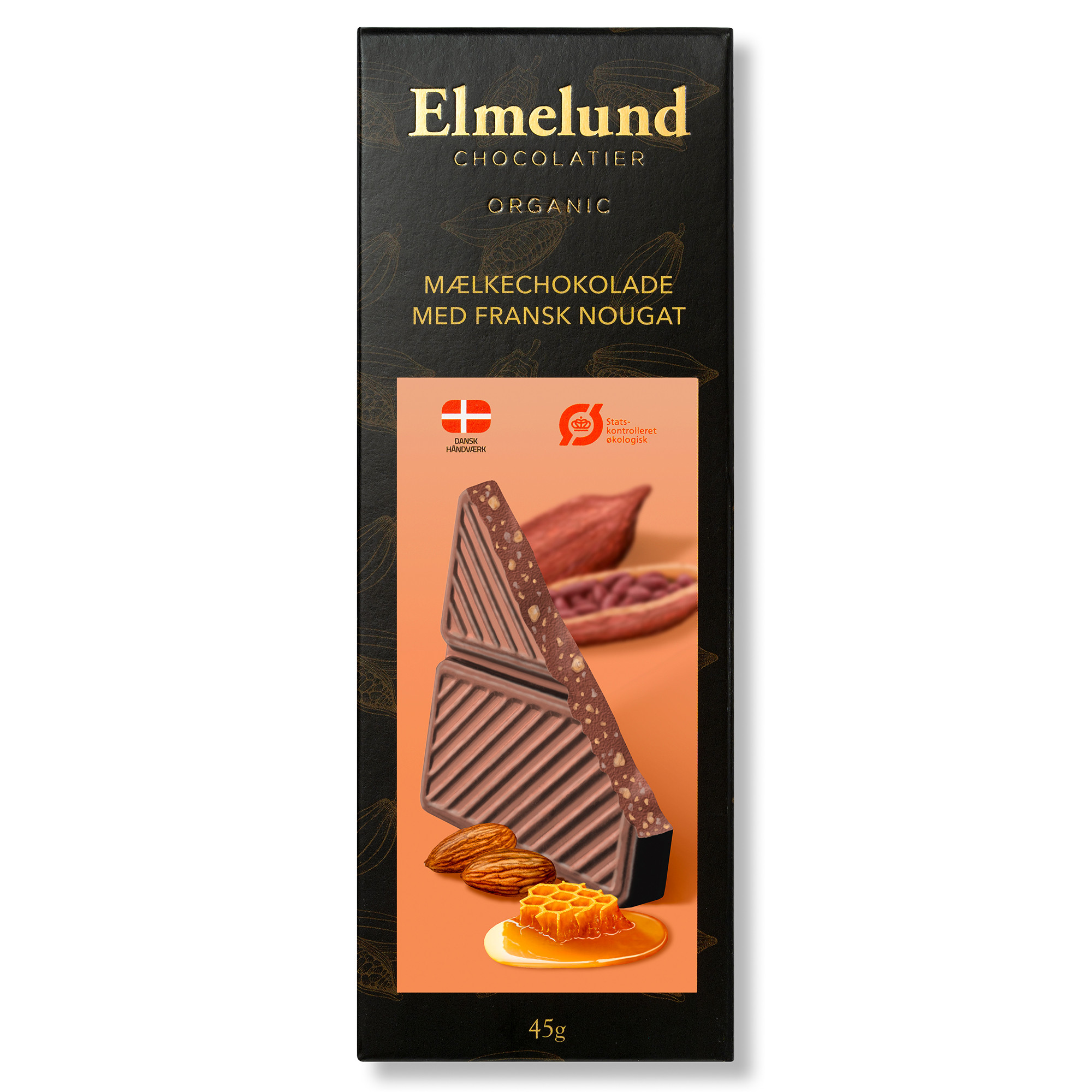 Økoladen / Elmelund Chocolatier Mælkechokolade M. Fransk Nougat