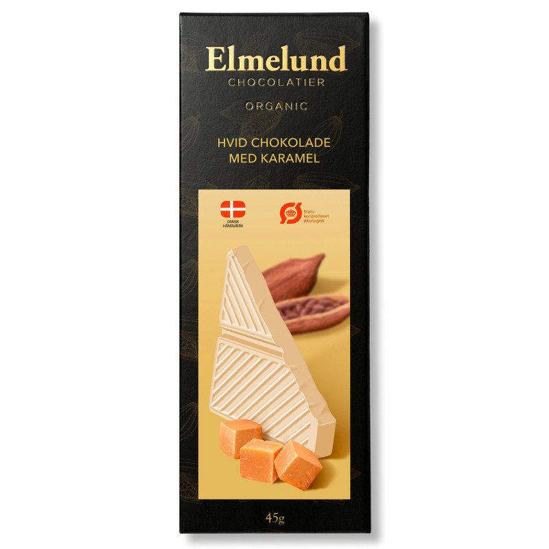 Hvid Chokolade med Karamel fra Elmelund - 45 gram