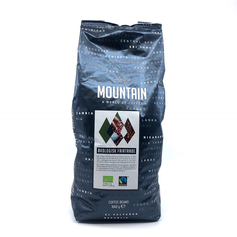 Økologisk Fairtrade Dark Roast fra Mountain. Pose med 1 kg