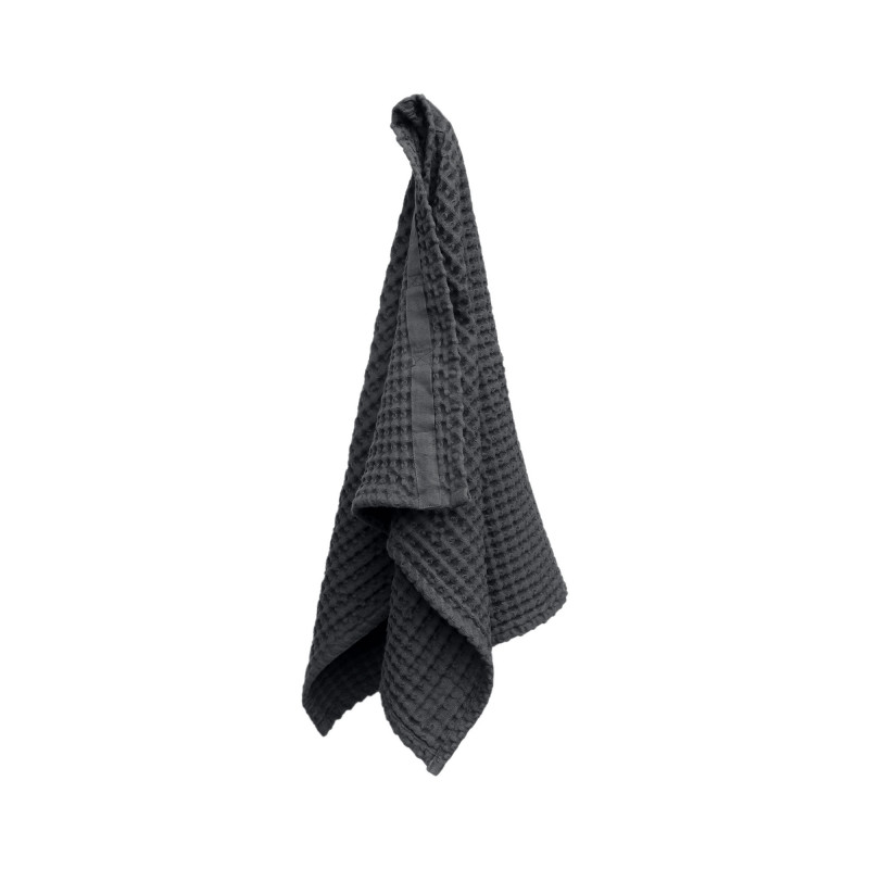 Smukt BIG WAFFLE håndklæde, dark grey fra The Organic Company