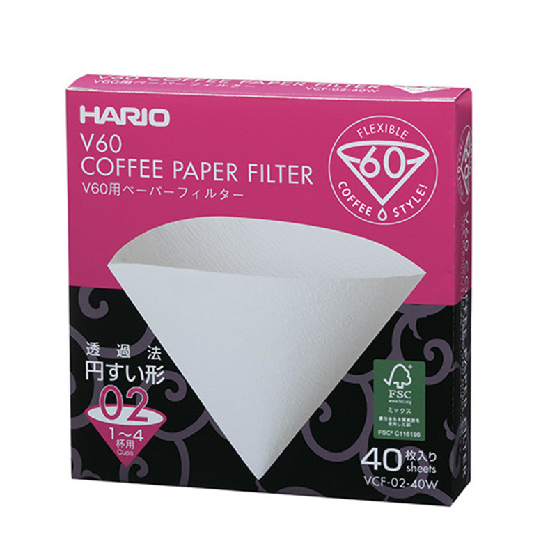Hario V60 02 Kaffefiltre - æske med 40 stk